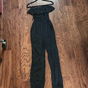 Black strapless jumpsuit